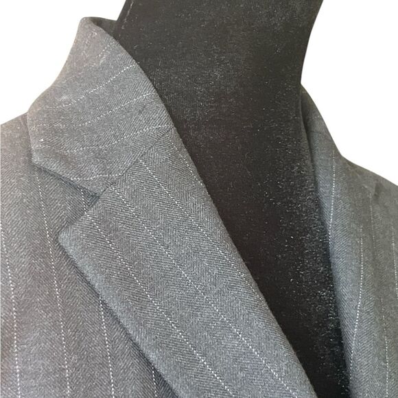 Vintage Ralph Lauren Gray Blazer Size 6 Wool Tailored Pinstriped Academia Preppy - Picture 3 of 8